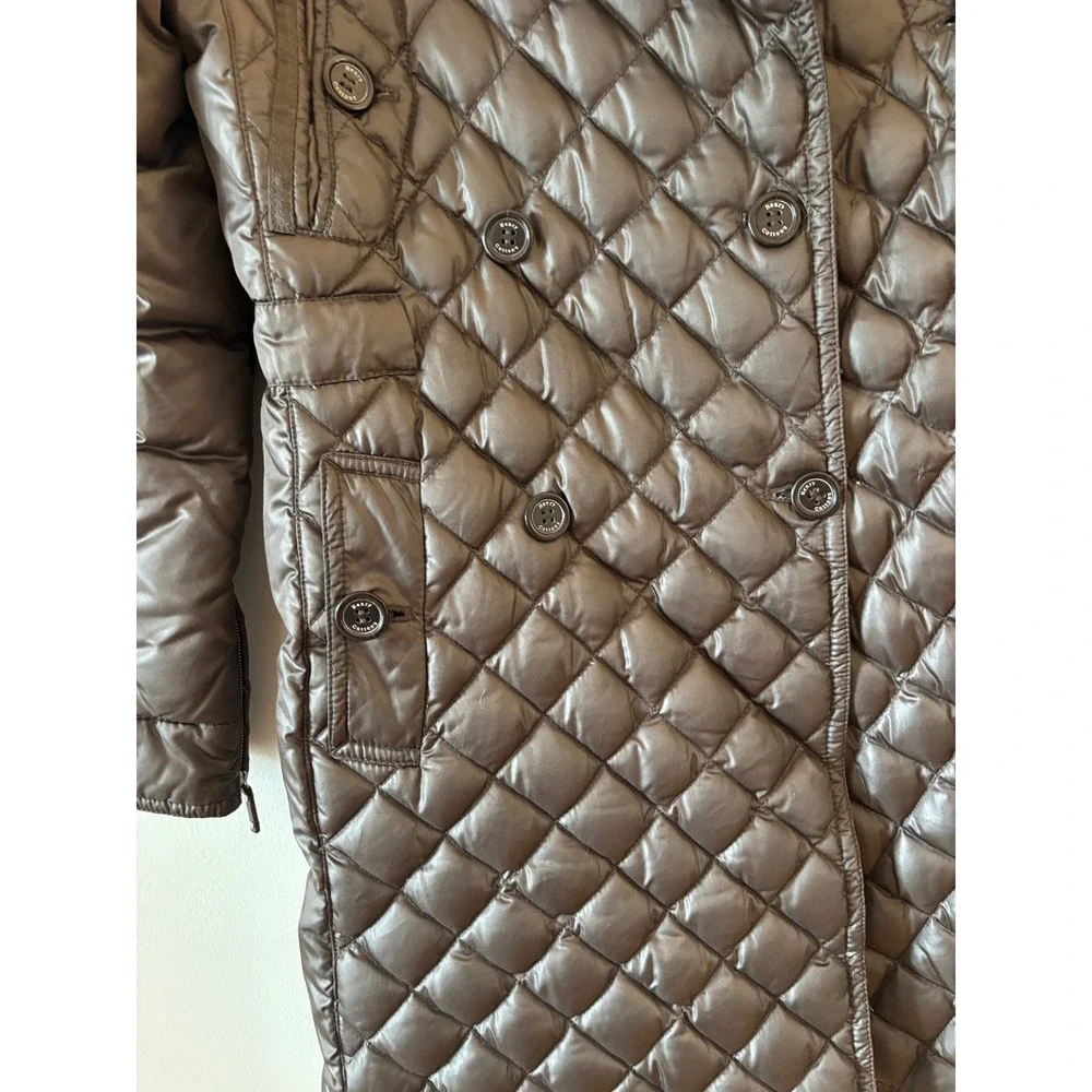 Henry‎ Cotton's Brown Quilted Down Puffer Coat Double Breasted Trench 42 Small
